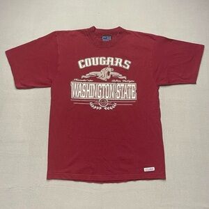 90 Vintage WSU Cougars Graphic Tee Crable Sportswear Single Stitch Maroon Medium